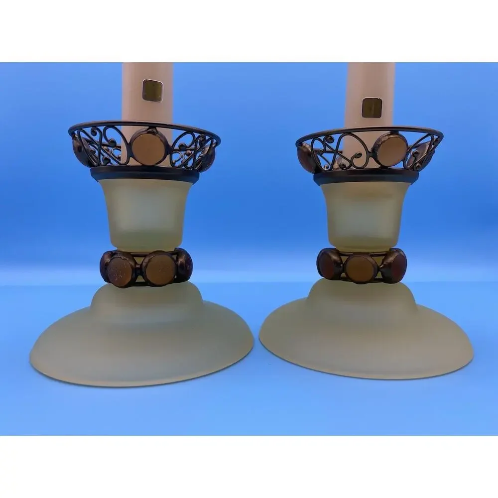 Partylite Paris Retro Amber Holders Candle Assortment Frost Filigree Retired - Picture 6 of 14